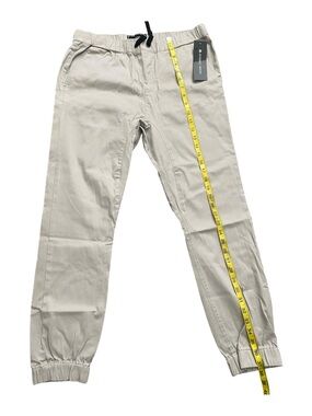 Men's Beige Ocean Current Chino Joggers Elastic Waistband Drawstring Pant Sz Med